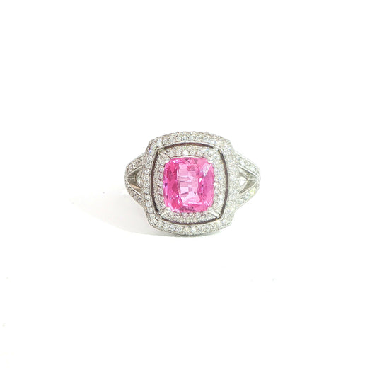 Pink Sapphire 18k White Gold Cocktail Ring