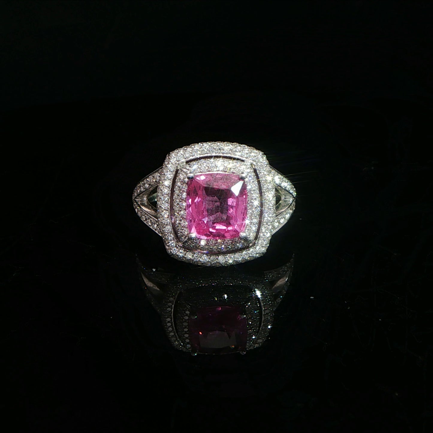 Pink Sapphire 18k White Gold Cocktail Ring