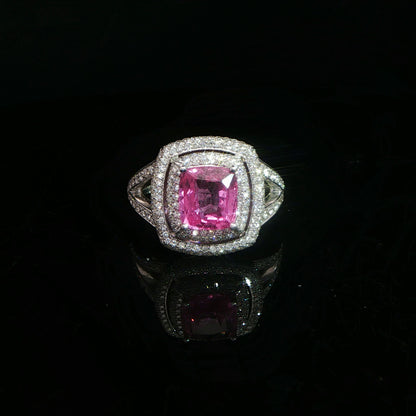 Pink Sapphire 18k White Gold Cocktail Ring