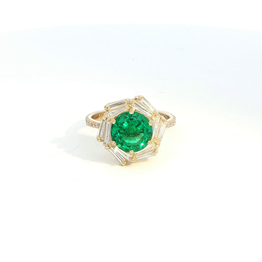 Lab-Grown Emerald and Diamonds (Vega Bloom)
