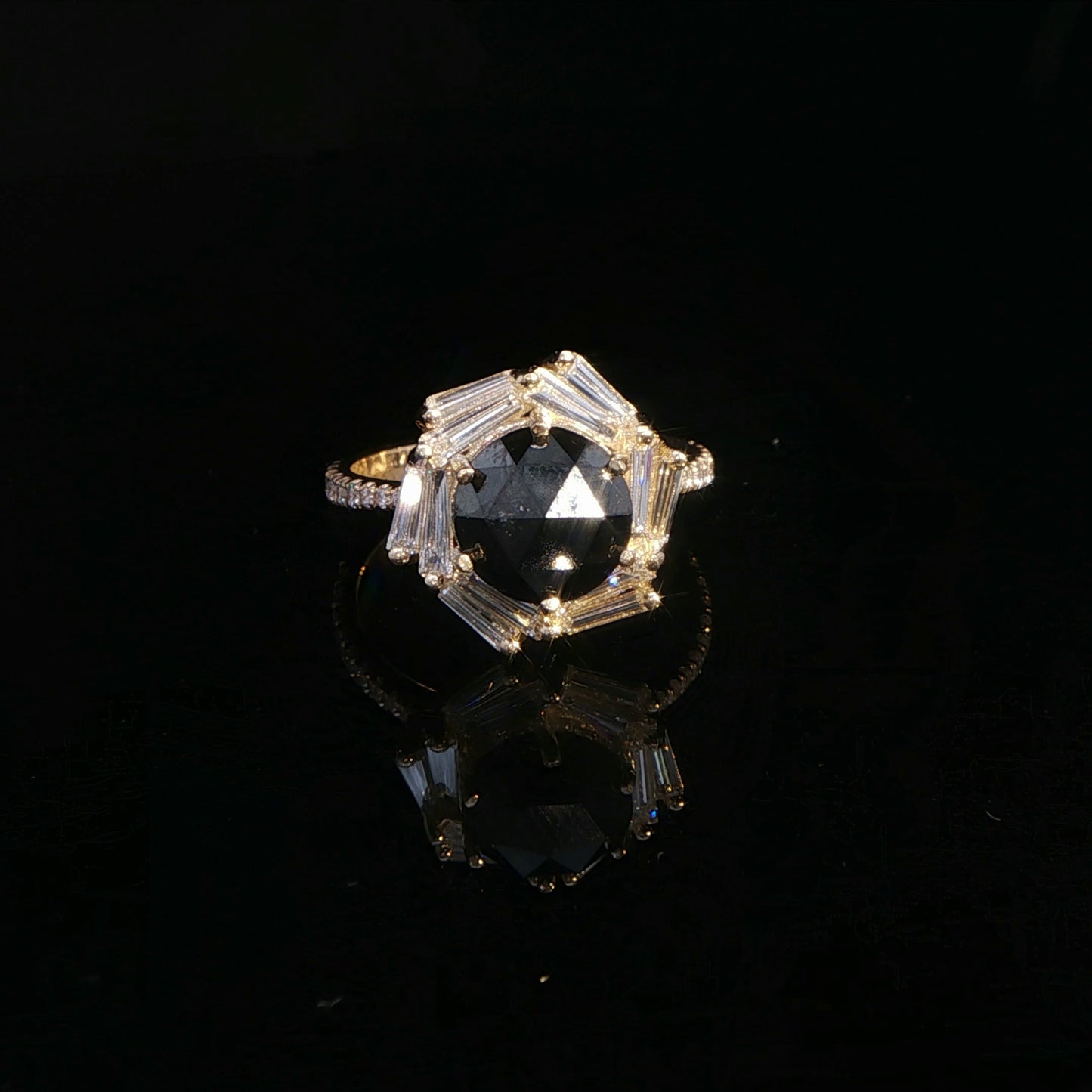 Rose Cut Black Diamond and Diamonds (Vega Bloom)