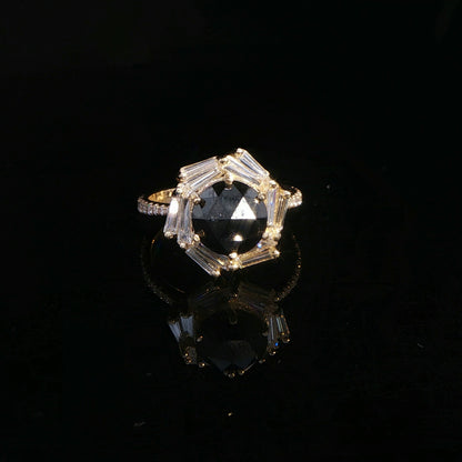 Rose Cut Black Diamond and Diamonds (Vega Bloom)