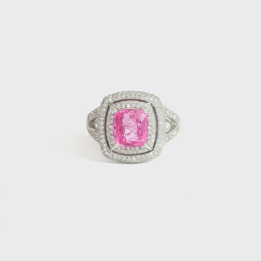 Pink Sapphire 18k White Gold Cocktail Ring