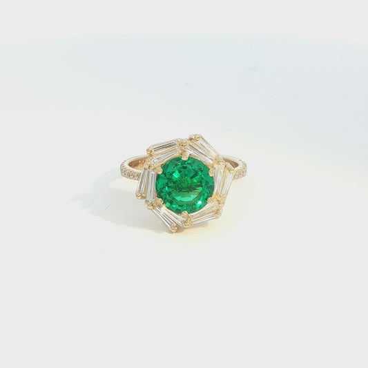 Lab-Grown Emerald and Diamonds (Vega Bloom)