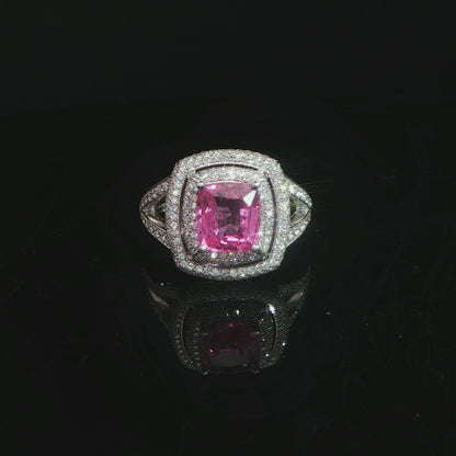 Pink Sapphire 18k White Gold Cocktail Ring