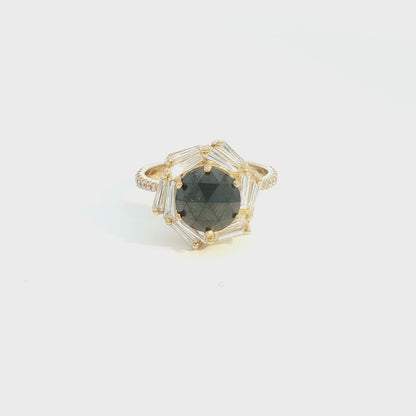 Rose Cut Black Diamond and Diamonds (Vega Bloom)