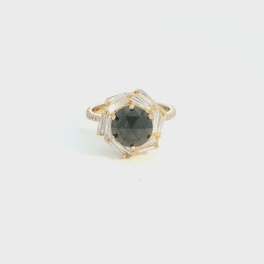 Rose Cut Black Diamond and Diamonds (Vega Bloom)