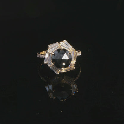 Rose Cut Black Diamond and Diamonds (Vega Bloom)